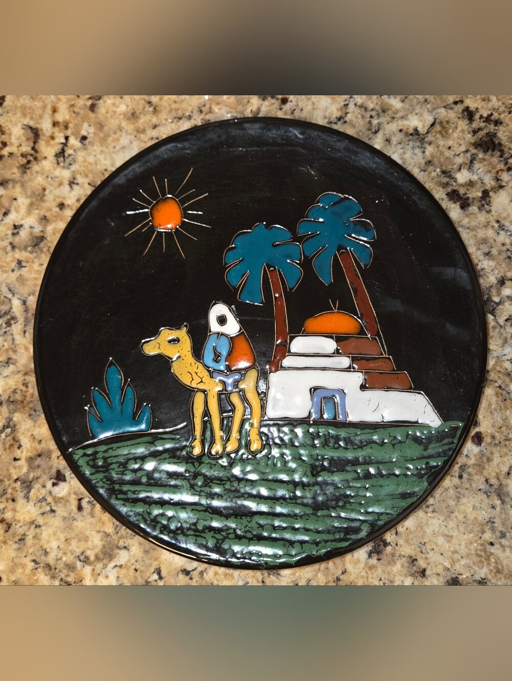 VTG EUC "Ruscha Keramik" wall plaque West Germany ceramic plate 9" Hand Painted